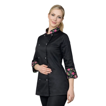 Bluza kucharska damska czarna rekaw 3/4 wzór W1 roz. XS